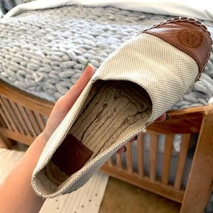 Tan and brown Tory Burch espadrilles shoes